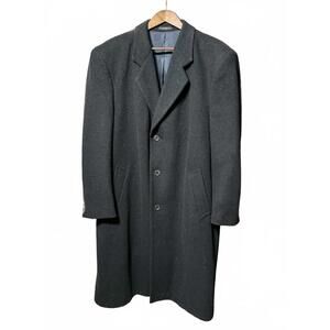 Vintage Norman Wells Black Wool Cashmere Blend Long Coat Men’s 46R